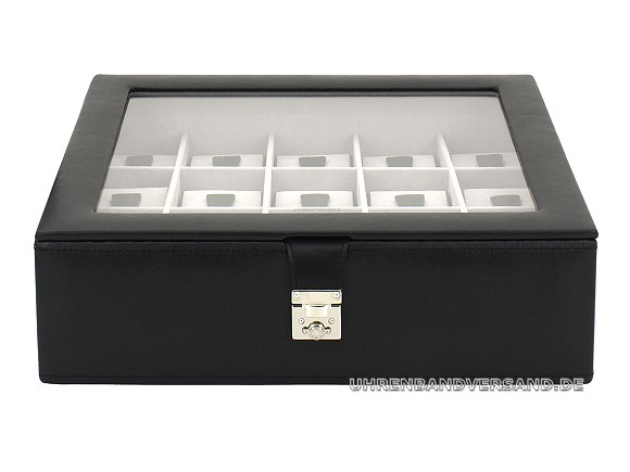 Uhrenkasten Fh-UK20542-2 schwarz für bis zu 15 Armbanduhren Feinsynthetik