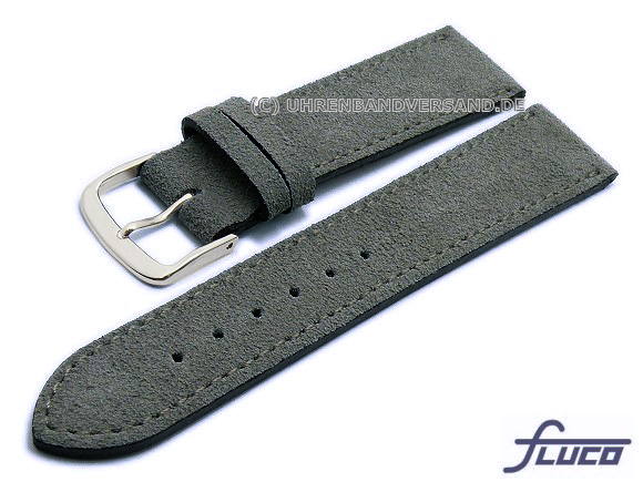 Uhrenarmband Fc-LB105 20mm grau Leder samtartig (Velour) von FLUCO