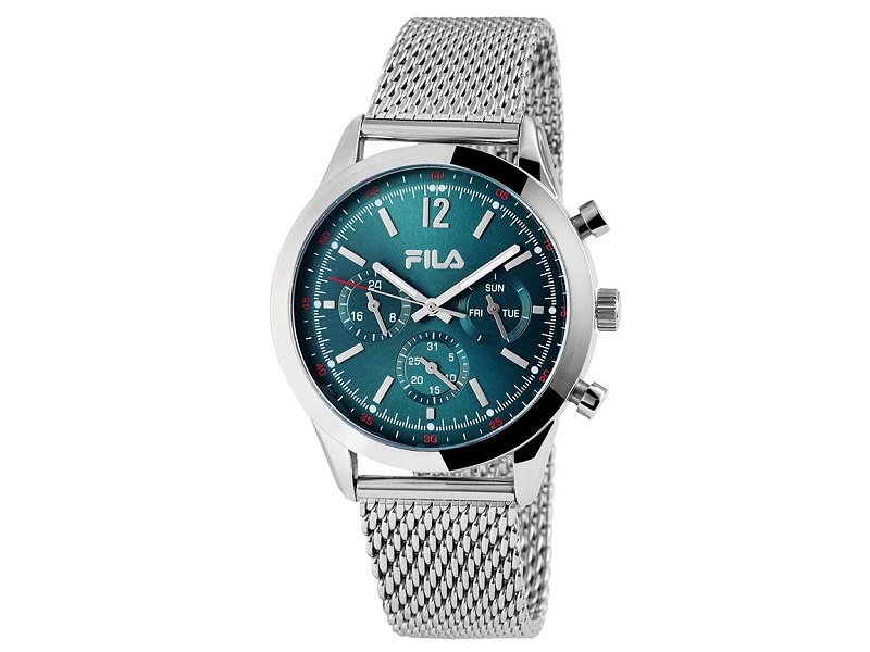Herrenuhr Chronograph Edelstahl Ziffernblatt blau Milanaiseband stahlfarben von FILA (*FI*HU*) Herrenuhr Chronograph Edelstahl Ziffernblatt blau Milanaiseband stahlfarben von FILA (*FI*HU*)