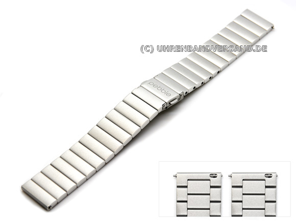 Uhrenarmband 20mm Edelstahl Quick-Release gebürstet für Pebble Smartwatches