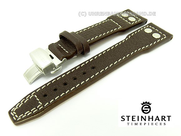 Uhrenarmband Aus Wasserbüffelleder Mit Nieten – Flieger-Style In Braun Oder Schwarz