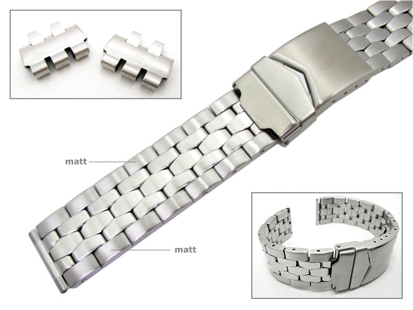 Uhrenarmband Edelstahl 18mm mit Swatch-Wechselanstoß 17mm Massiv-Optik  matt/poliert Faltschließe