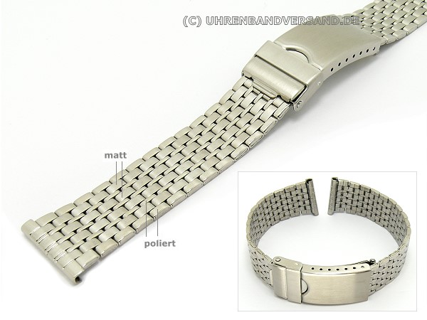 Uhrband Edelstahl 20mm feingliedrig teilweise poliert