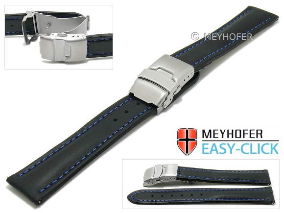 Feines Eulit Easy-Klick Alligator Uhrenarmband Modell Rainbow königs-blau 20 mm
