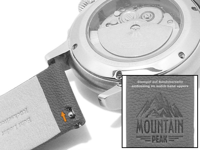 Vollrindleder Uhrenarmband Modell Mountain Bär Cognac Ton In Ton 26 Mm