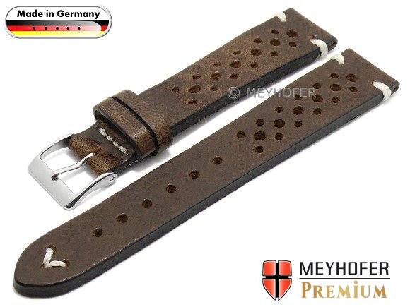 Uhrenarmband Kippfaltschließe-Leder glatt dunkelbraun 16mm,