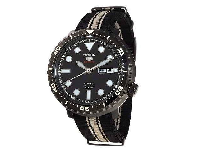 Automatik-Herrenuhr anthrazit Ziffernblatt schwarz SEIKO