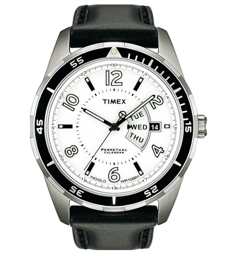 Herrenuhr SL-Series Ewiger Kalender von Timex Lederband schwarz
