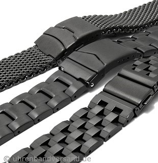 UHRENARMBAND-VERSAND: Kategorie-Tipp Schwarze Edelstahl-Uhrenarmbänder